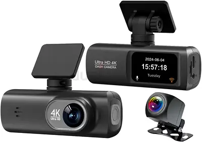 4K Ultra HD Dash Camera with reverse camera and Night Vision