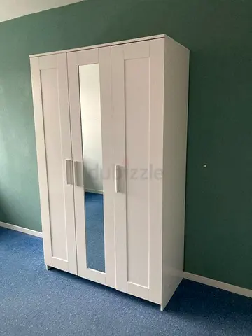 Stylish White Wardrobe with Mirror