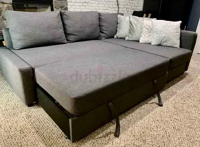 Modern Grey Sofa with Storage and Cushions