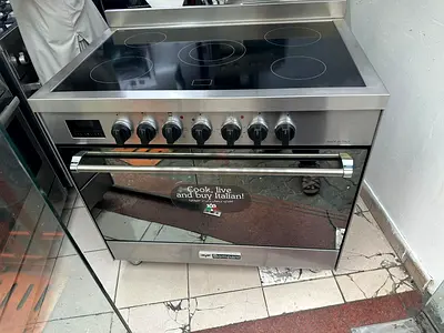 BOMPANI electric ceramic 5 hobs cooking range oven fan stove 90x60 digital touch timer