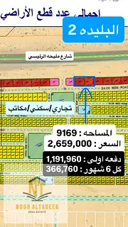 Land for sale in Al-Balida area, commercial/residential permit, corner shops on a main street, exce