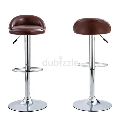 Adjustable Swivel Bar Stool with Padded Faux Leather Seat, Chrome Base  Footrest – Modern Hydraulic
