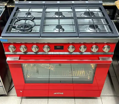 Smeg top gas oven electric 90/60 size Stunning Red Gas Range Oven with 6 Burners, free delivery