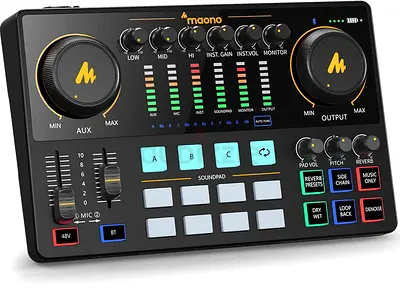 MAONO Audio Interface, MaonoCaster 10-Channel Podcast mixer with Pro-preamp