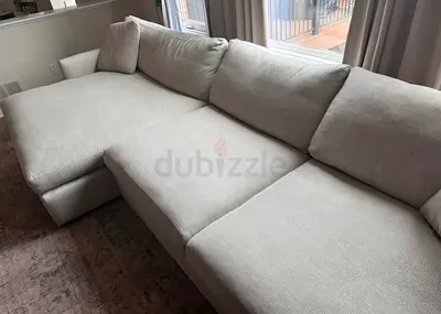 Cement colour L Shape Cratebarrel lounge deep sofa