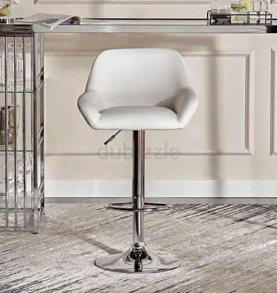 2 Stylish Adjustable White Bar Stool