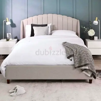 Elegant Queen Size Bed with Soft Upholstery