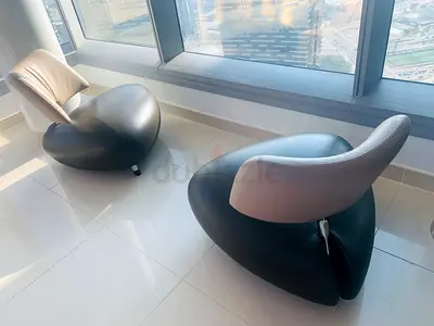 PAIR of LEOLUX Pallone  Luxury genuine leather chairs - Designer Italia Marina Lounge Natuzzi