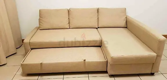 Comfortable Beige Sectional Sofa bed with Storage