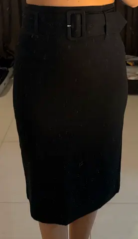 MS Chic Black Pencil Skirt with Belt perfect for office