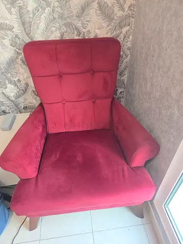 DANUBE 2 pcs Perla 1 Seater Comfortable Red fabric sofa for sale.