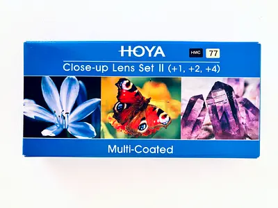 Hoya 77mm Close-up Lens Set II (HMC) +1 +2 +4 – Macro Filters (With Pouch)