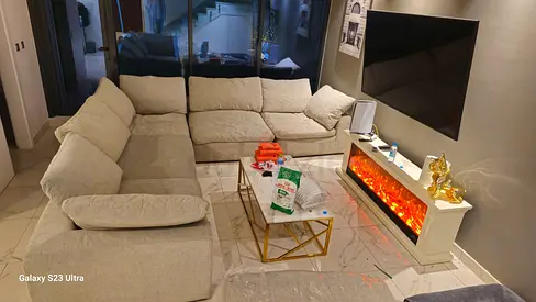 Selling in excellent Condition Pan Emirates pianca Sofa with footstool