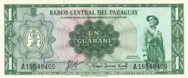 PARAGUAY 1 GUARANI BANKNOTE 1963