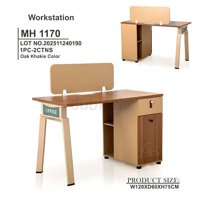 Stylish Oak Khaki Office Workstation