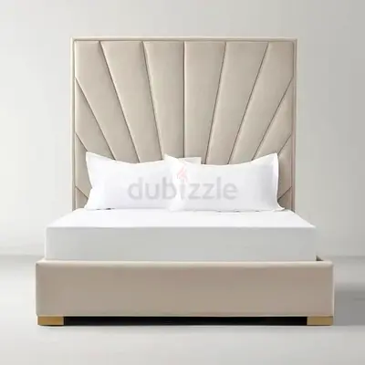 Elegant Queen Size Bed with Unique Headboard