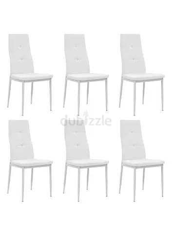 Dining Chairs 6 Pcs White Faux Leather