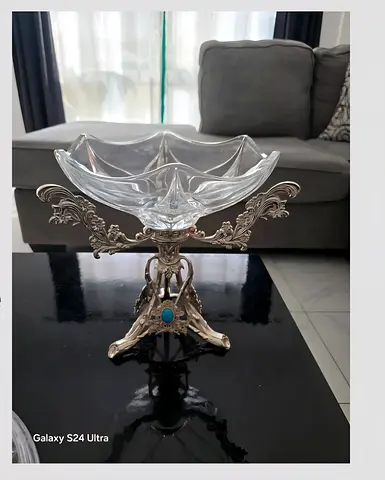Elegant Vintage Glass and Silver Centerpiece