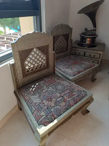 Antiques. Two Chaires + Table with 4 drawers