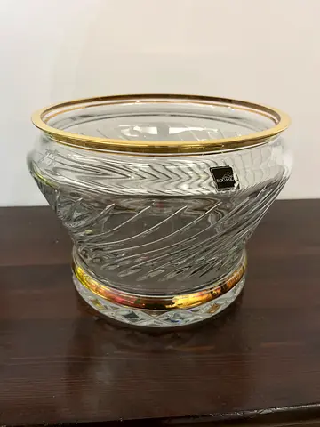 Elegant Crystal Vase with Gold Accents