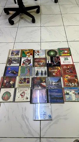 Collection of Christmas Music CDs and Vinyl