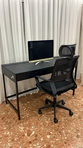 Stylish Black Study Table with Ergonomic Chair