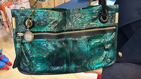 LANVIN Green Snake Leather Handbag
