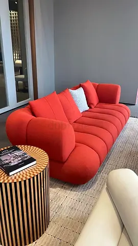 Stylish Red Sofa with Cushions