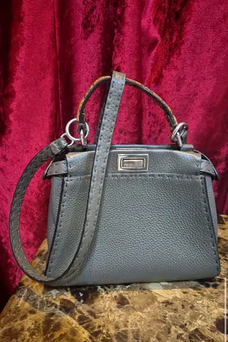 Fendi Mini Handle Peekaboo Calf Military Green Handbag