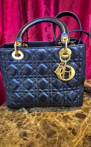Lady Dior Black Matte Medium Size Flawless Condition