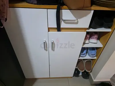 Stylish White Storage Cabinet with Shoe Rack