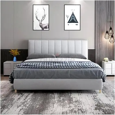 New Modern Grey King Bed with Manual Storage