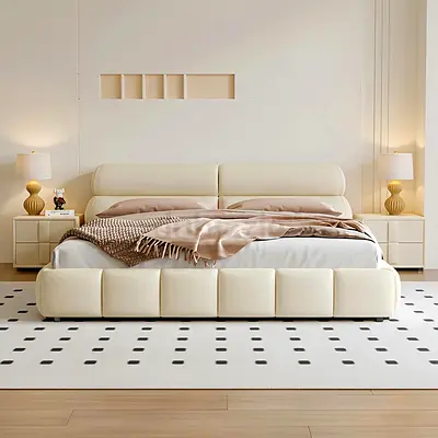 New Modern Upholstered King Bed with Nightstands