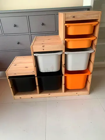 Stylish Storage Unit with Colorful Bins
