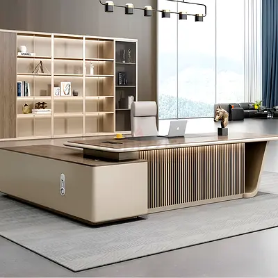 Luxury L-Shaped Side Cabinet Furniture Table for Office executive Desk