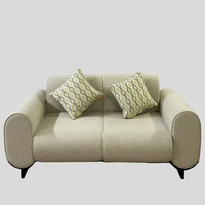Luxury Dark Beige 2-Seater Sofa with Decorative Cushions
