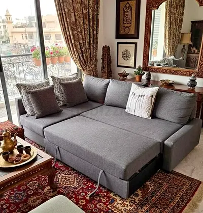 Cozy L-Shaped Grey Sofa bed with Storage