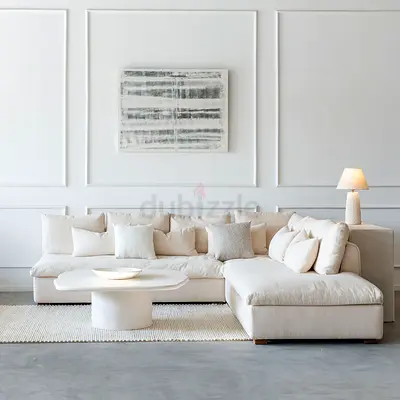 _Luxurious White L‑Shaped Sectional Sofa – Modern Minimalist customisable
