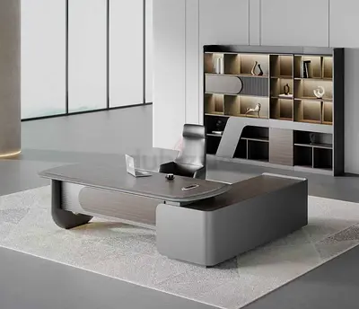 Modern Executive Office Table with Drawers and Cabinets – Stylish Office Desk for Manager  CEOs