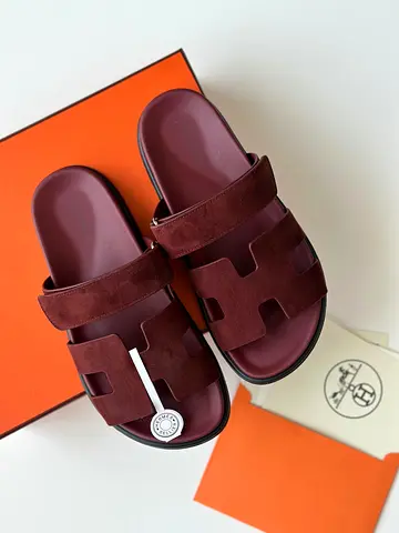 Hermes Burgundy Slides