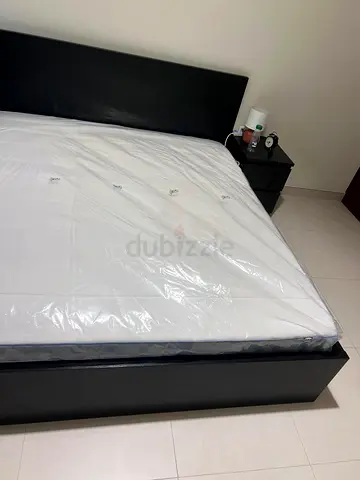 IKEA malm queen size 160 x 200 bed with mattress and 2 storage drawers for sale