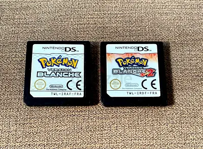 Pokemon White + Pokemon White 2 (French/English Language.  Nintendo DS game Cartridge.