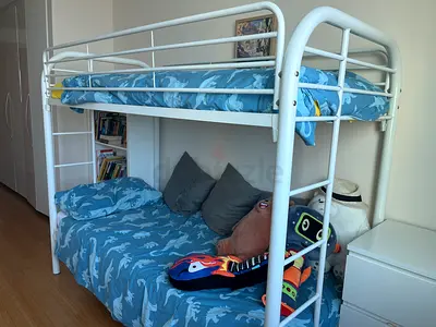 Stylish White Metal Bunk Bed for Sale