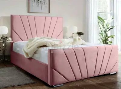 Elegant Pink Upholstered Queen Size Bed with Modern Design