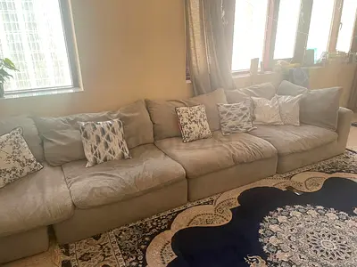 Cloud Sofa | Cozy Sectional Sofa with Decorative Pillows | FREE wooden Center Table (with drawers)