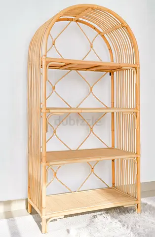 Charming 4-Tier Rattan Shelf Unit