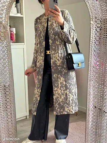 Zara Knit Jacquard Long Cardigan Coat