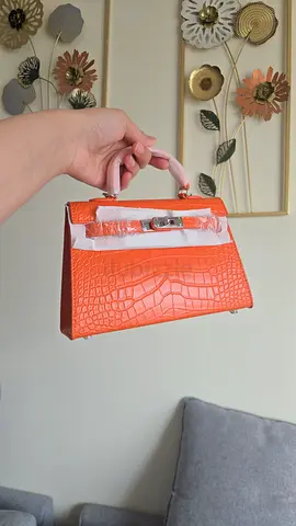 Stylish Orange Croc-Embossed Handbag Kelly mini