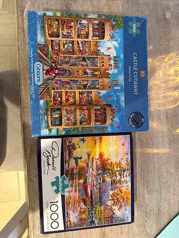 Challenging 1000-Piece Puzzle Set: Castle Cutaway  Canoe Camp