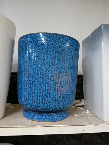 Beautiful Blue Textured Ceramic Pot